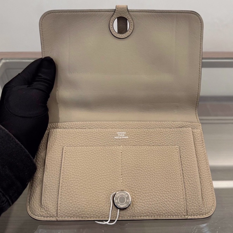 【近新閒置品】Hermes愛馬仕 Dogon Duo大象灰銀扣錢包有子袋 長夾財布-3