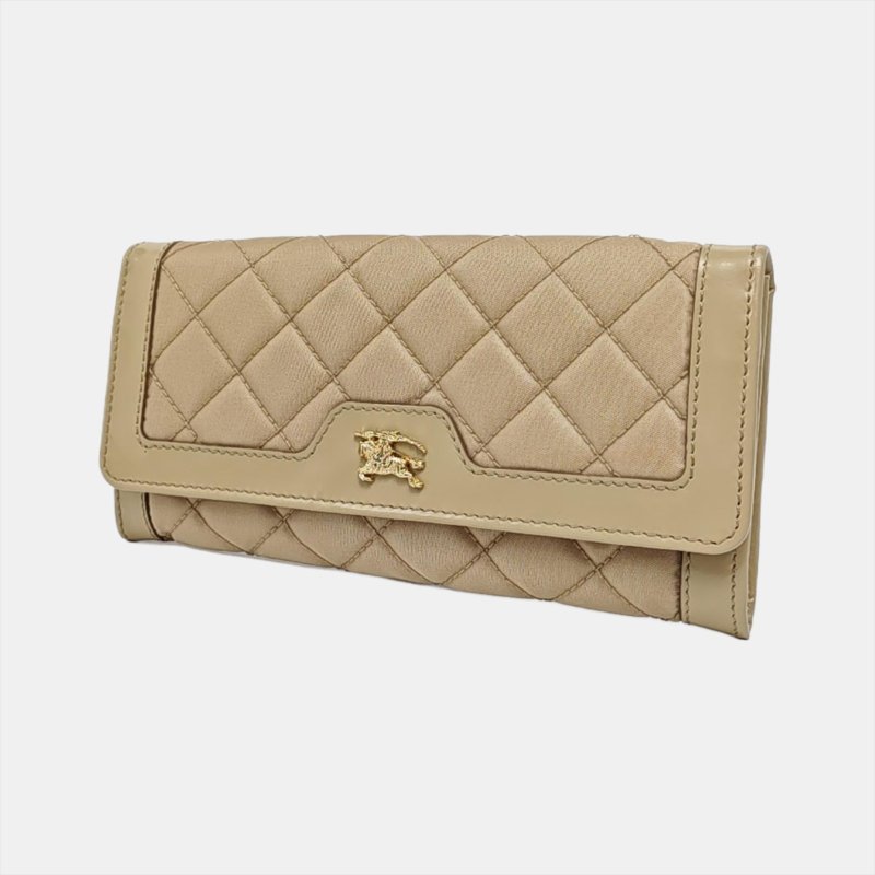 BURBERRY卡其色織物錢包金色五金-2