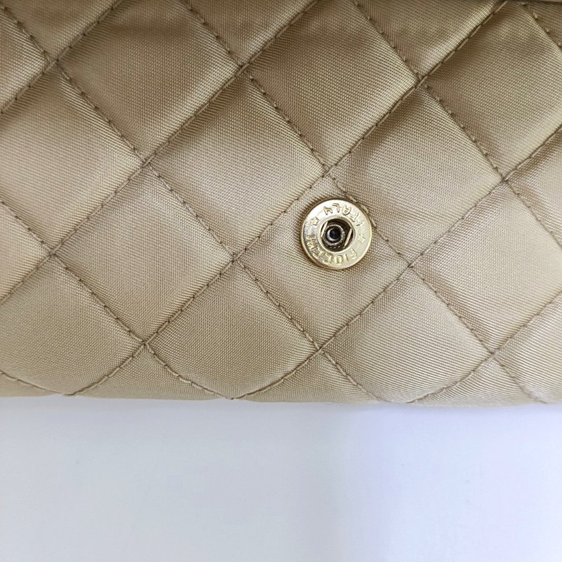 BURBERRY卡其色織物錢包金色五金-8