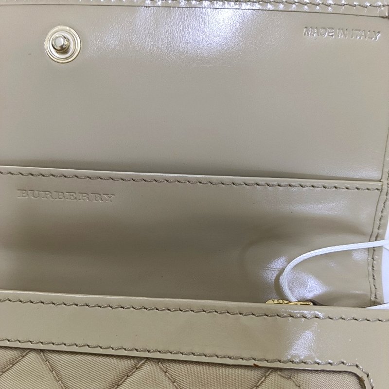 BURBERRY卡其色織物錢包金色五金-9