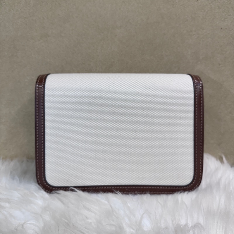 Burberry 帆布拼咖牛皮TB釦斜背包 近全新-1