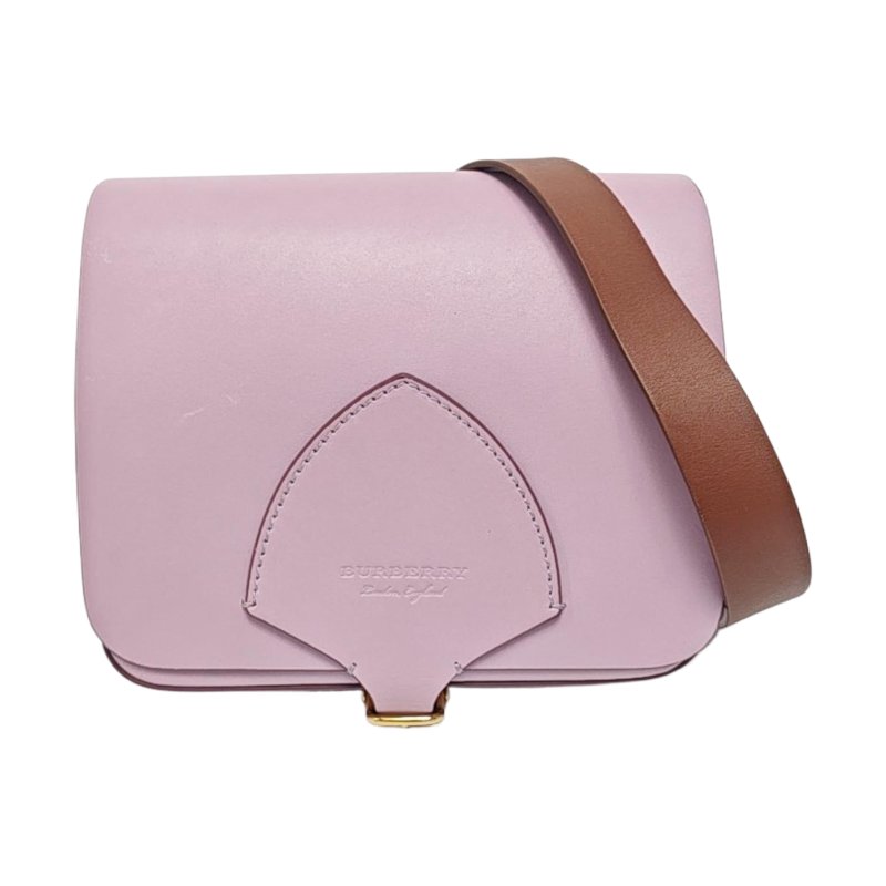 BURBERRY Square Stone粉色牛皮單肩包斜挎包金色五金可拆卸肩帶-0