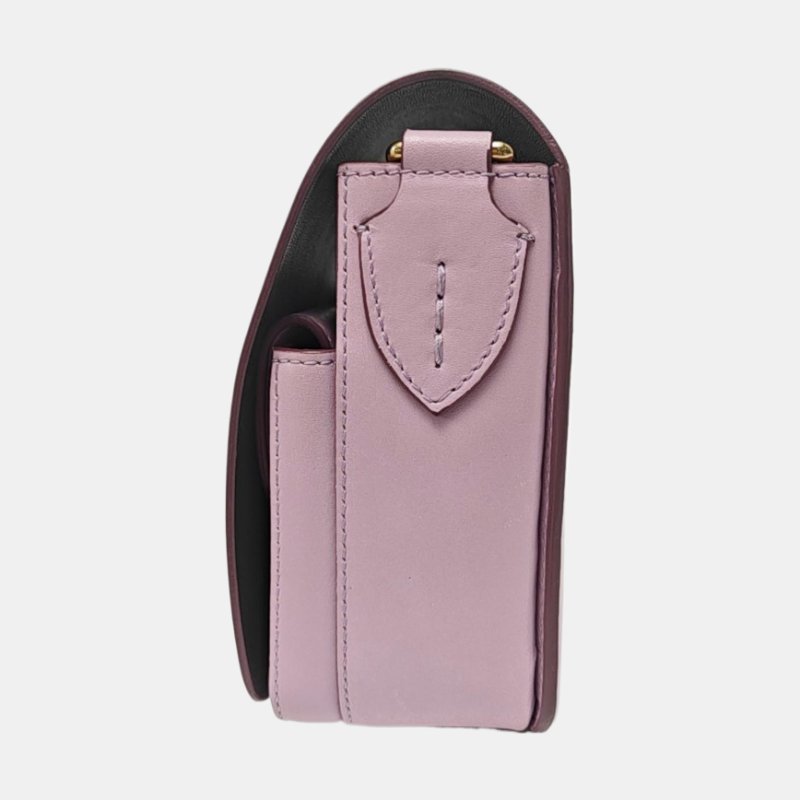 BURBERRY Square Stone粉色牛皮單肩包斜挎包金色五金可拆卸肩帶-2