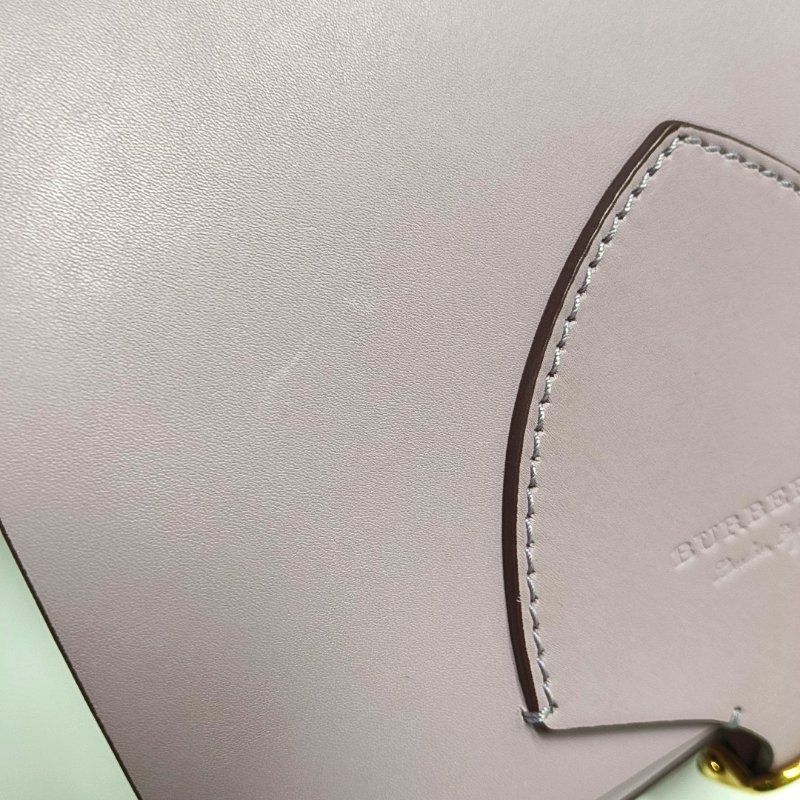 BURBERRY Square Stone粉色牛皮單肩包斜挎包金色五金可拆卸肩帶-9