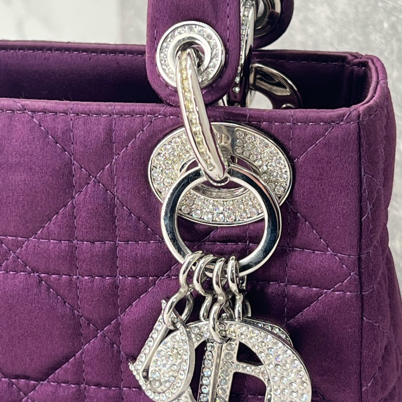 761 Dior 三格黛妃包 紫色斷面 水鑽-1