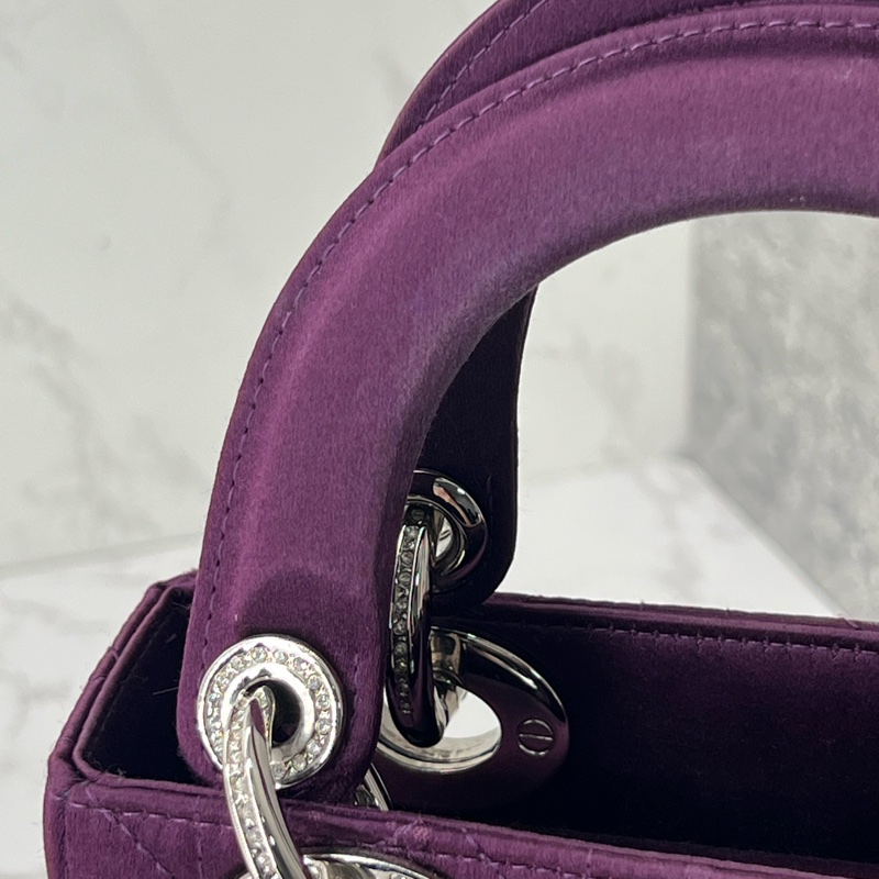 761 Dior 三格黛妃包 紫色斷面 水鑽-2