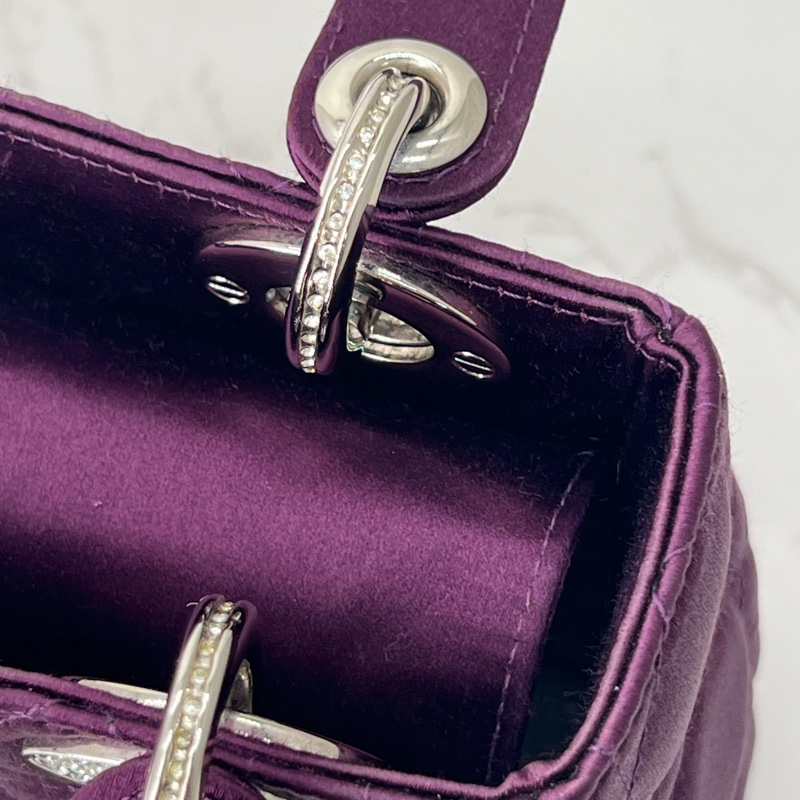 761 Dior 三格黛妃包 紫色斷面 水鑽-4