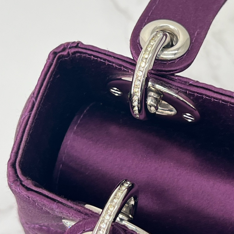 761 Dior 三格黛妃包 紫色斷面 水鑽-6
