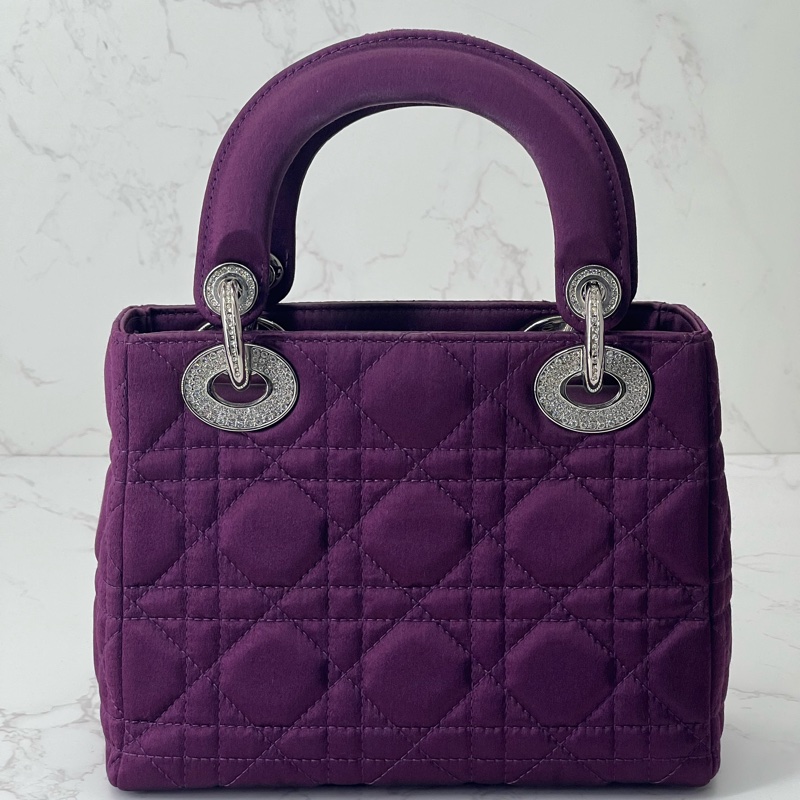 761 Dior 三格黛妃包 紫色斷面 水鑽-9