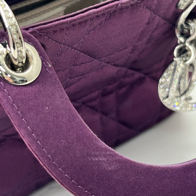 761 Dior 三格黛妃包 紫色斷面 水鑽-11