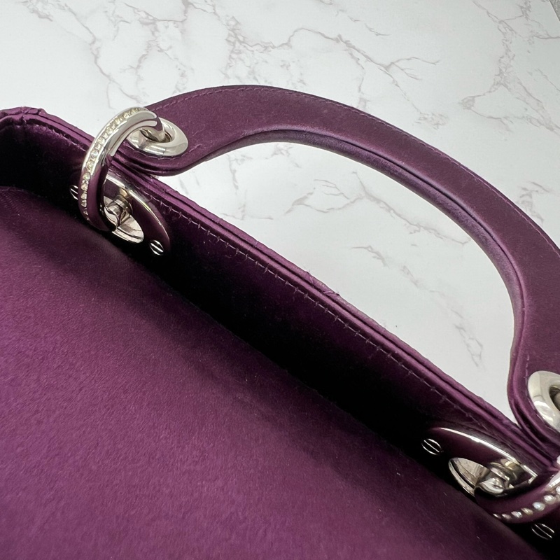 761 Dior 三格黛妃包 紫色斷面 水鑽-12