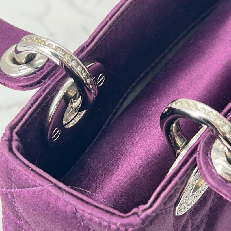 761 Dior 三格黛妃包 紫色斷面 水鑽-17
