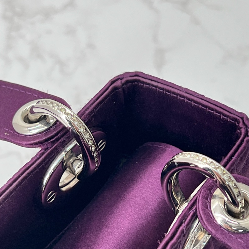 761 Dior 三格黛妃包 紫色斷面 水鑽-18
