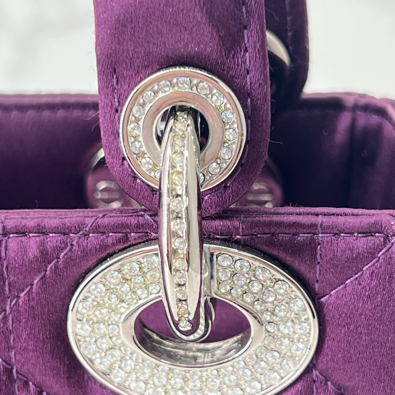 761 Dior 三格黛妃包 紫色斷面 水鑽-19