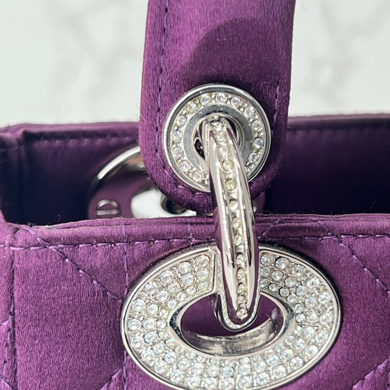 761 Dior 三格黛妃包 紫色斷面 水鑽-20