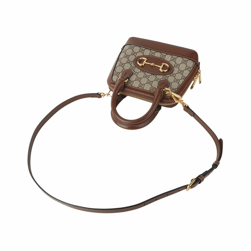 【包稅】GUCCI 640716 GG Supreme 1955 馬銜扣手提迷你斜背包 35778-2-3