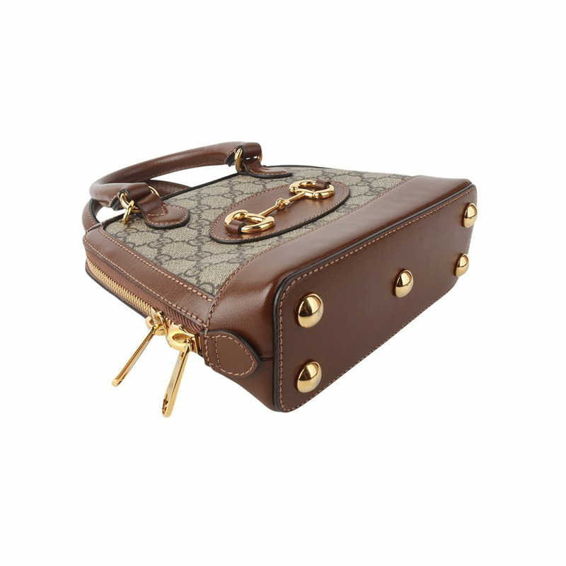 【包稅】GUCCI 640716 GG Supreme 1955 馬銜扣手提迷你斜背包 35778-2-4