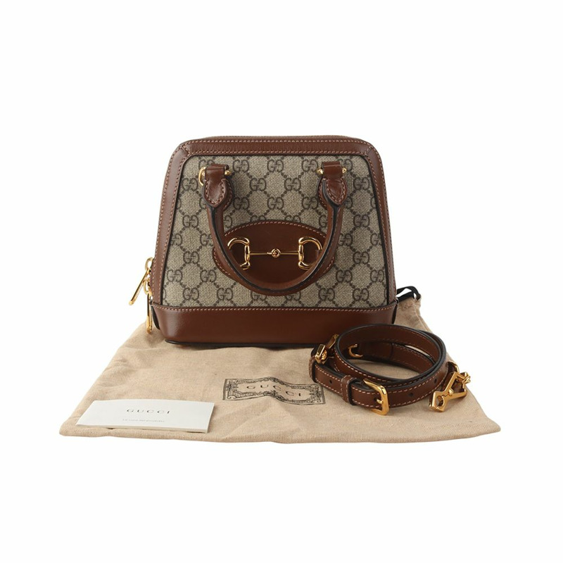 【包稅】GUCCI 640716 GG Supreme 1955 馬銜扣手提迷你斜背包 35778-2-7