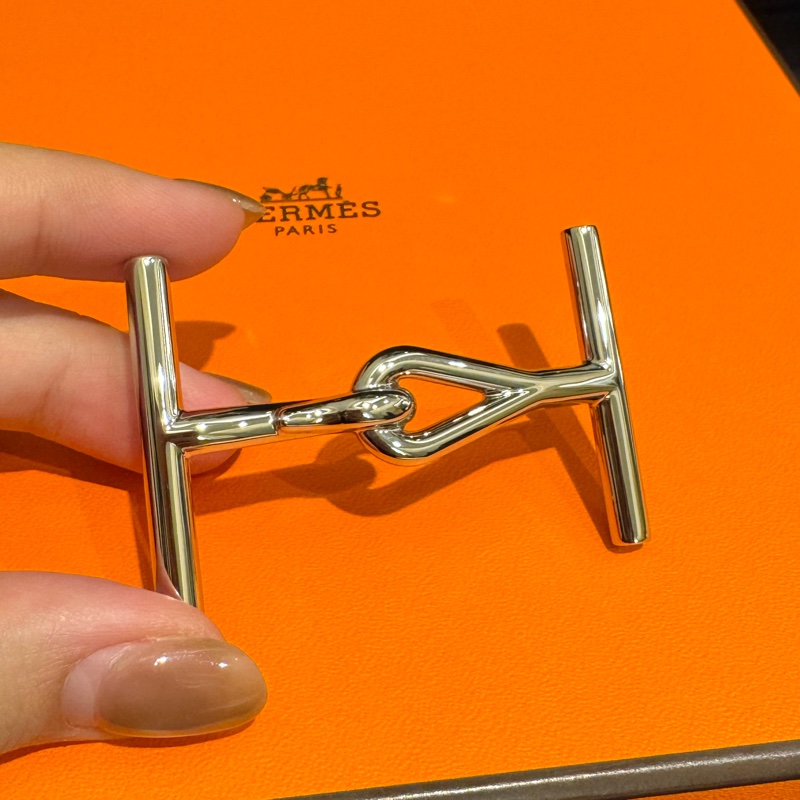 Hermes黑/棕雙面銀H皮帶105cm-1