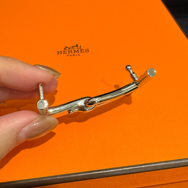 Hermes黑/棕雙面銀H皮帶105cm-2