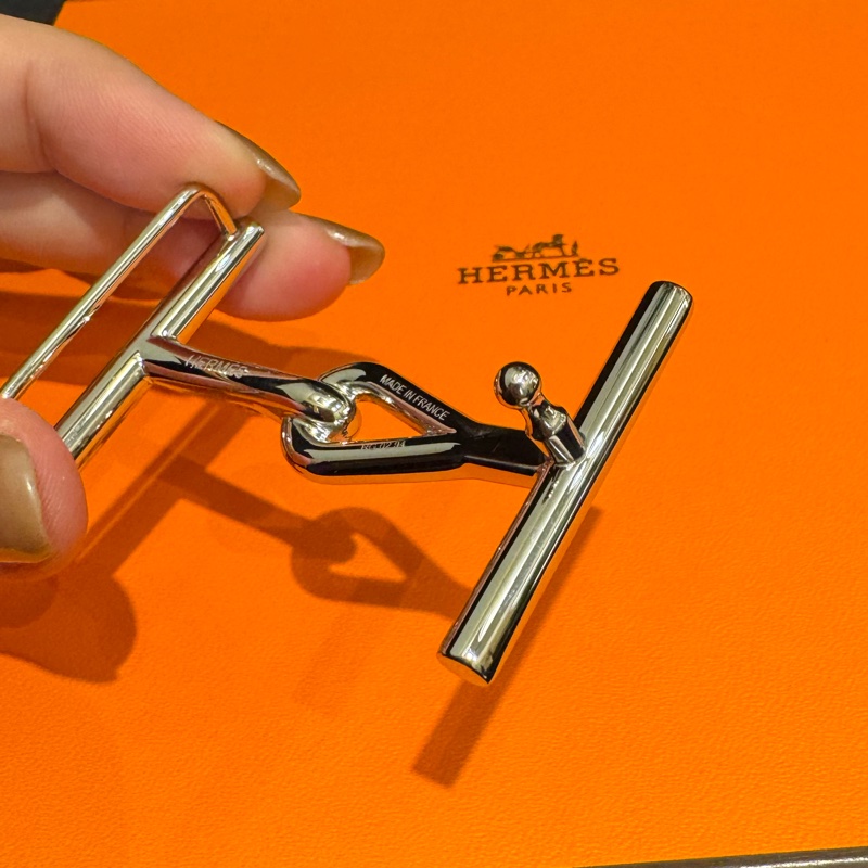 Hermes黑/棕雙面銀H皮帶105cm-6