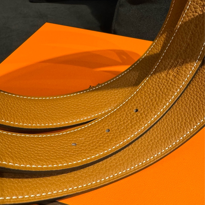 Hermes黑/棕雙面銀H皮帶105cm-11