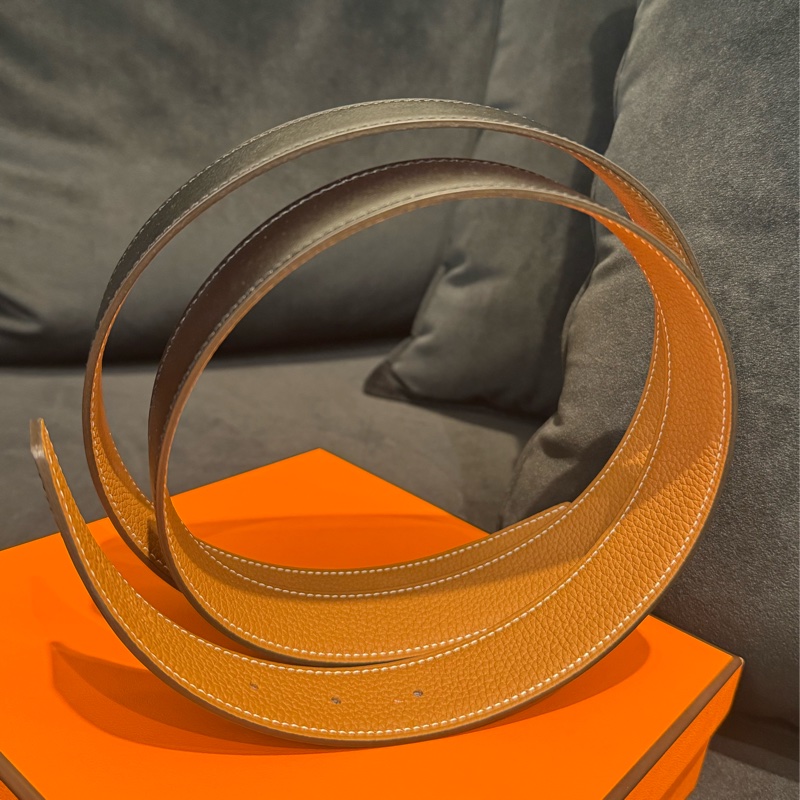 Hermes黑/棕雙面銀H皮帶105cm-12