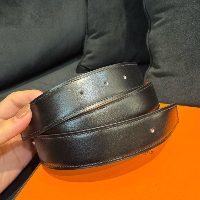 Hermes黑/棕雙面銀H皮帶105cm-15