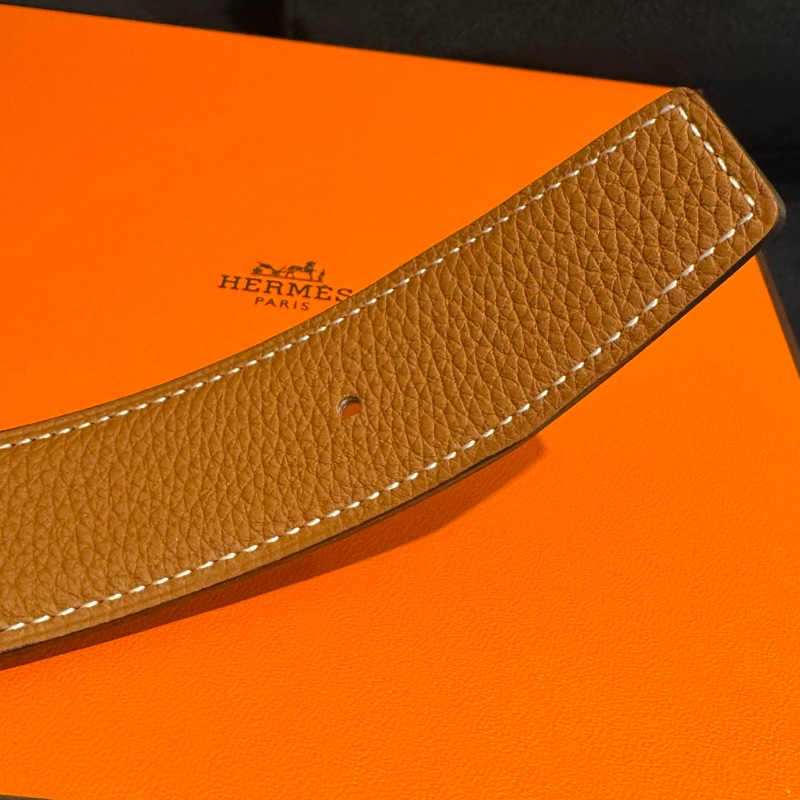 Hermes黑/棕雙面銀H皮帶105cm-16