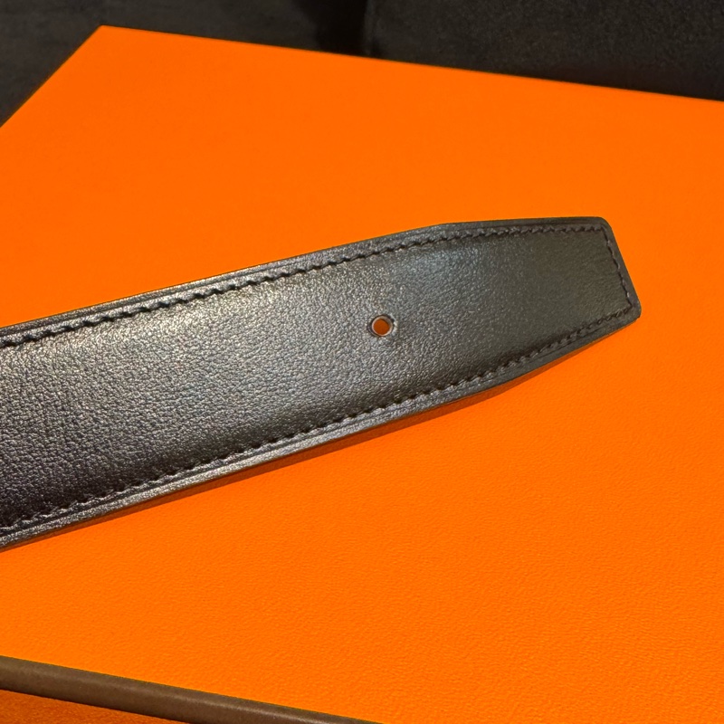 Hermes黑/棕雙面銀H皮帶105cm-17