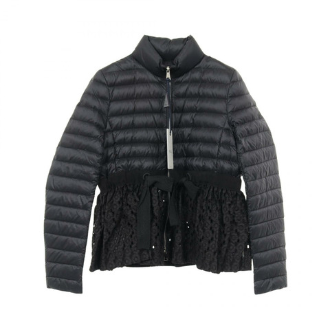 MONCLER SERPENTINE 羽絨衣外套，荷葉邊下擺，2號尼龍黑色，二手女款
