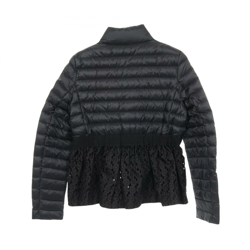 MONCLER SERPENTINE 羽絨衣外套，荷葉邊下擺，2號尼龍黑色，二手女款-1