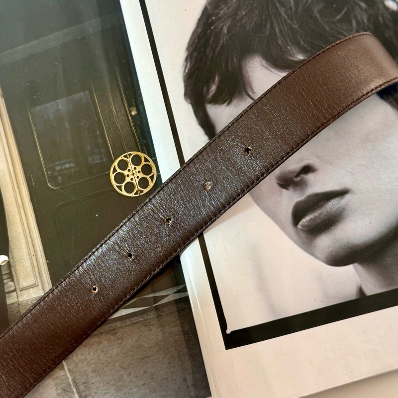 ✔️Loewe Vintage logo 金釦棕色皮帶-8