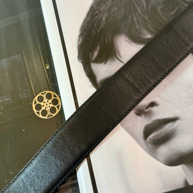 ✔️Loewe Vintage logo 金釦棕色皮帶-11