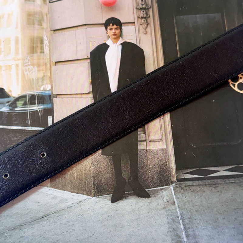 ✔️Loewe Vintage logo 金釦棕色皮帶-13