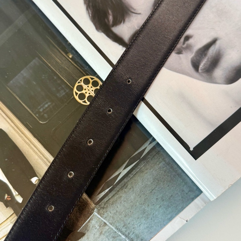 ✔️Loewe Vintage logo 金釦棕色皮帶-15