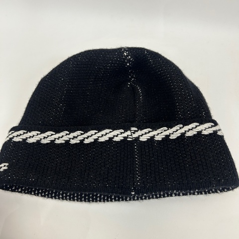 Chanel 黑底白logo 100%喀什米爾羊毛帽