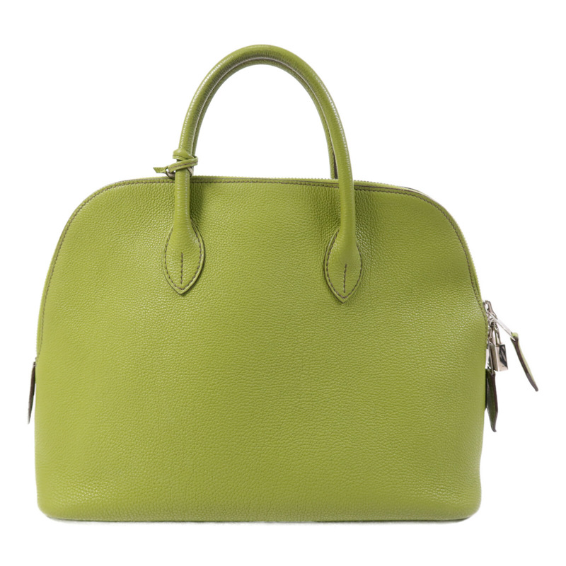 HERMES Togo皮革Bolide1923 30銀扣手挽袋Vert Anis-1