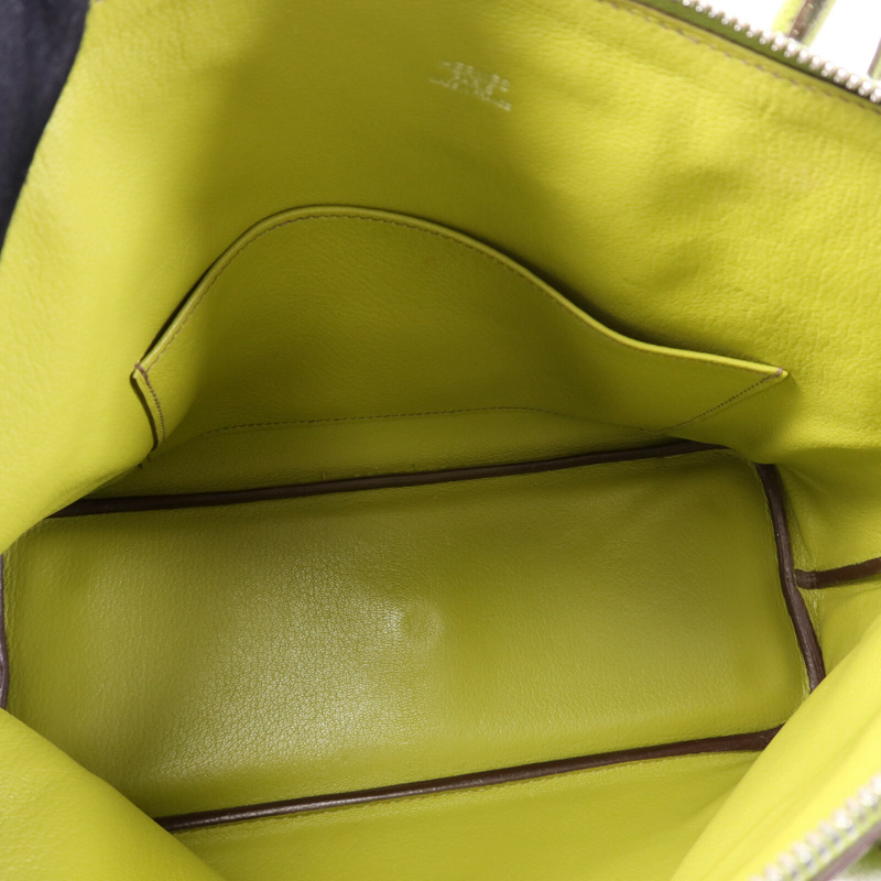 HERMES Togo皮革Bolide1923 30銀扣手挽袋Vert Anis-4