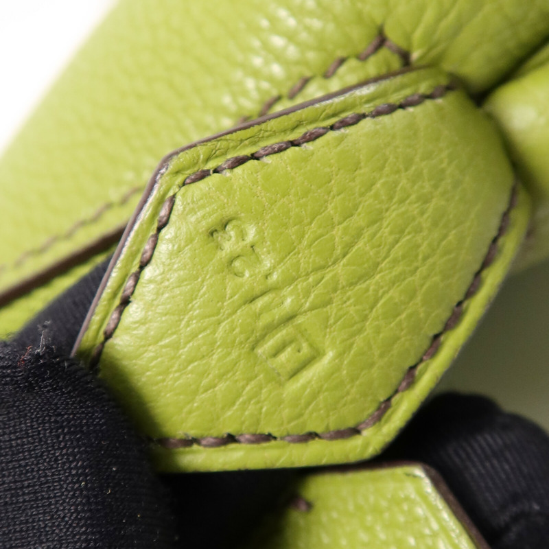 HERMES Togo皮革Bolide1923 30銀扣手挽袋Vert Anis-7