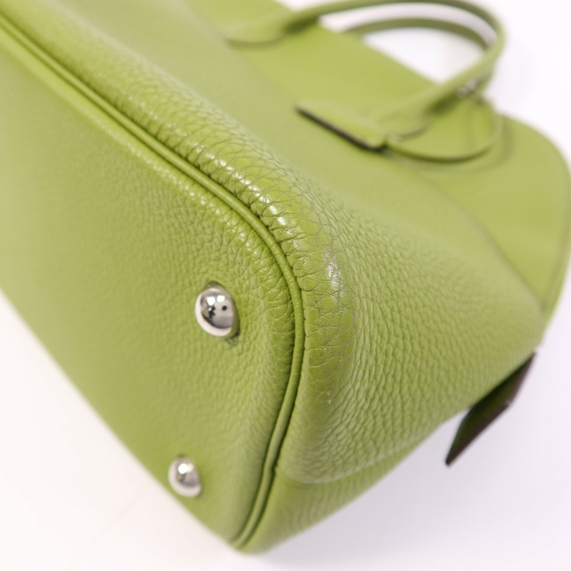 HERMES Togo皮革Bolide1923 30銀扣手挽袋Vert Anis-8