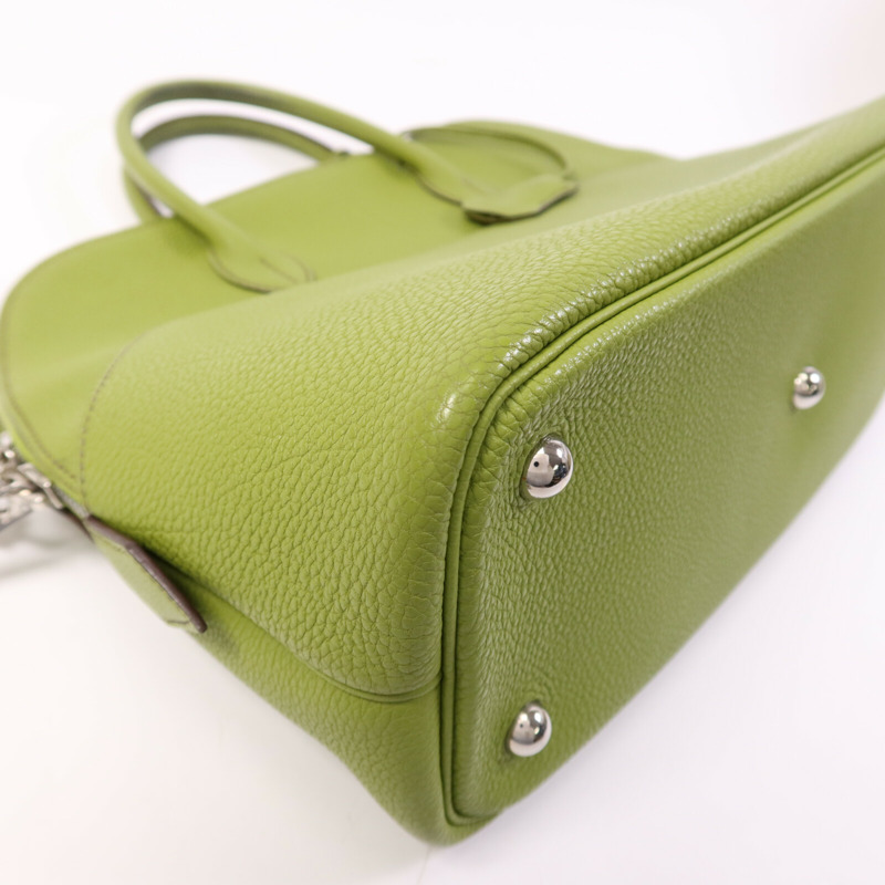 HERMES Togo皮革Bolide1923 30銀扣手挽袋Vert Anis-9