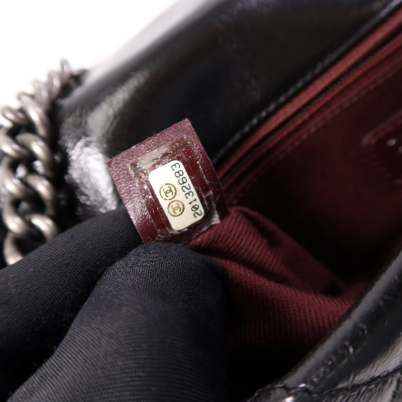 CHANEL 牛皮皮革Chain Shoulder銀扣鏈帶肩背袋-7