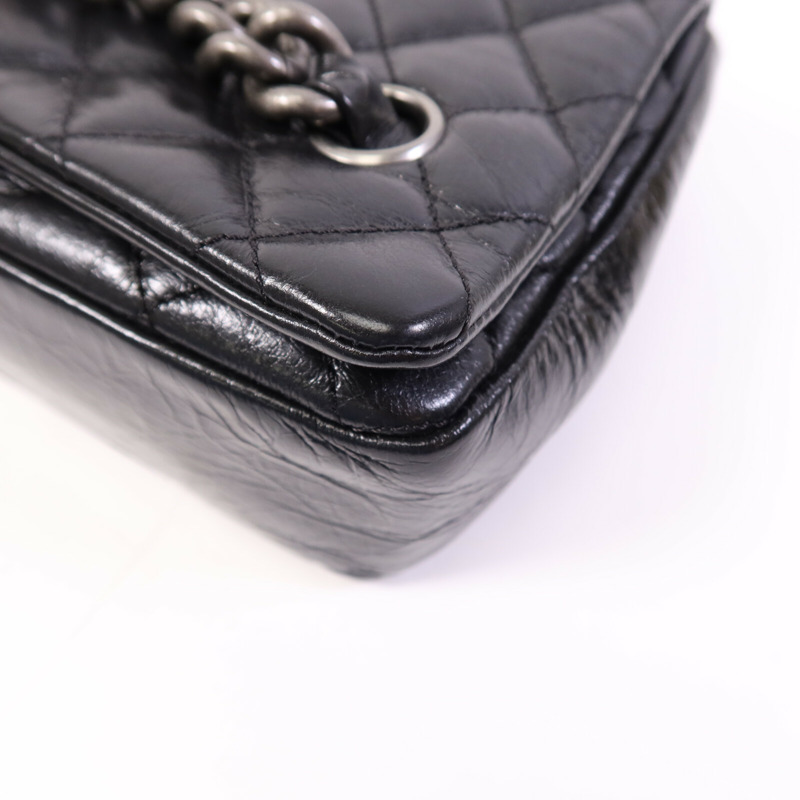 CHANEL 牛皮皮革Chain Shoulder銀扣鏈帶肩背袋-10