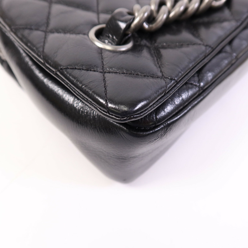 CHANEL 牛皮皮革Chain Shoulder銀扣鏈帶肩背袋-11