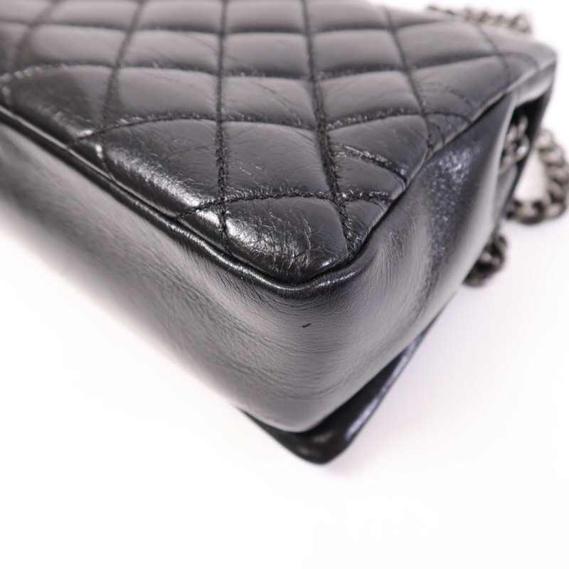 CHANEL 牛皮皮革Chain Shoulder銀扣鏈帶肩背袋-12