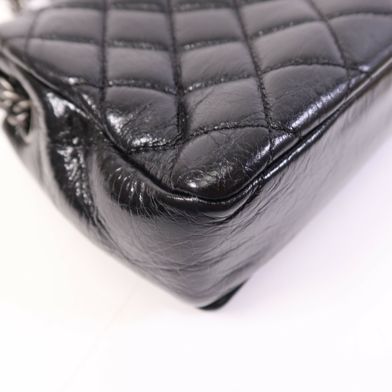 CHANEL 牛皮皮革Chain Shoulder銀扣鏈帶肩背袋-13