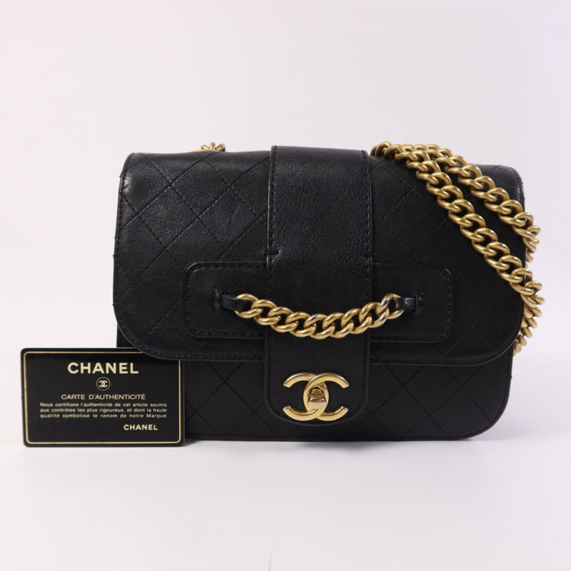 CHANEL 牛皮皮革Chain Shoulder Bag金扣鏈帶肩背袋-13
