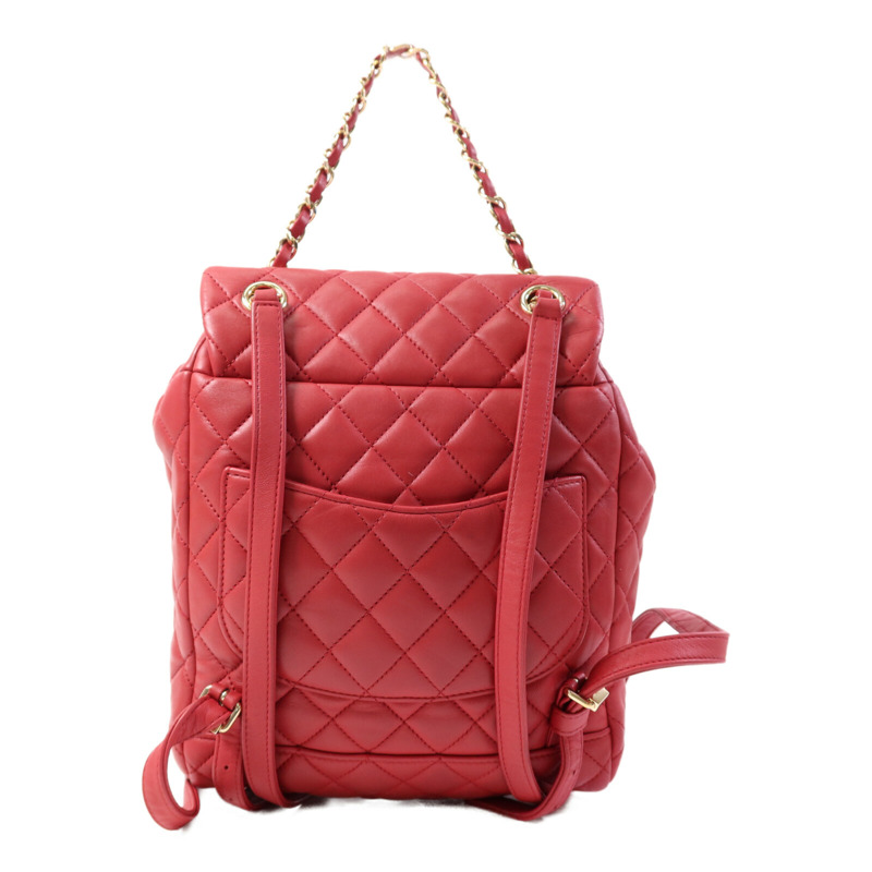 CHANEL 羊皮皮革Backpack金扣鏈帶背包-1