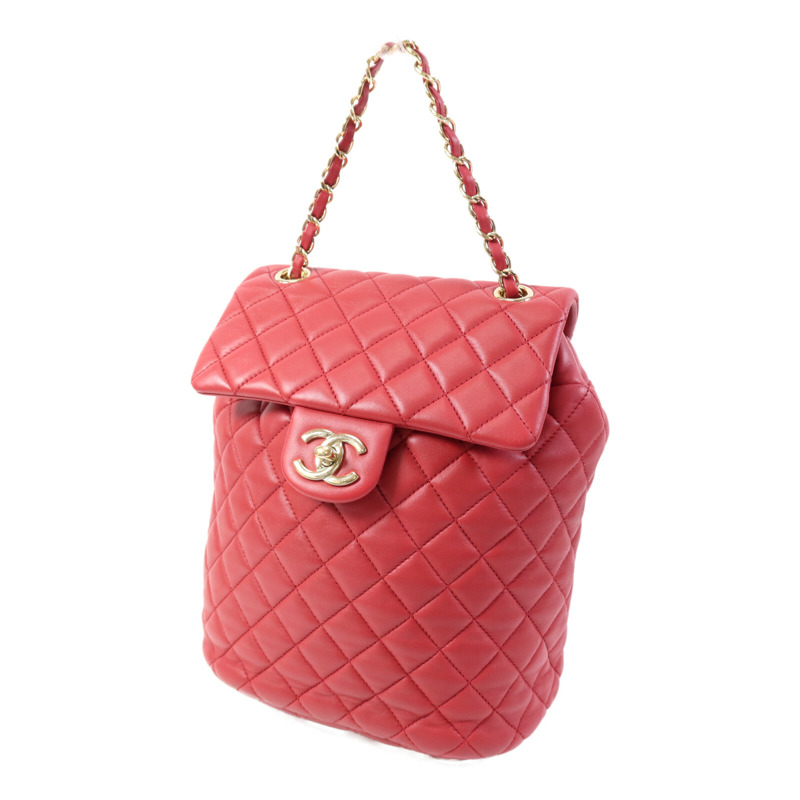 CHANEL 羊皮皮革Backpack金扣鏈帶背包-2